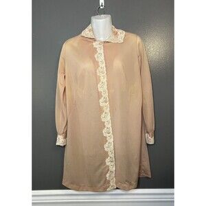 Vintage Emilio Pucci Robe Womens Petite 8-10 Lace Trim Long Sleeve 60s Italy